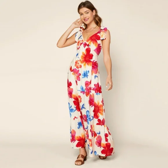 SKIES ARE BLUE Clothing Women Flora Floral Maxi Sleeveless Dress in Size Medium - Picture 2 of 11